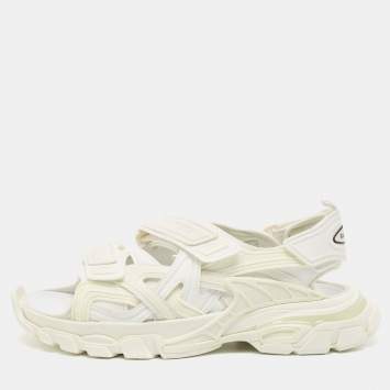 Balenciaga White Rubber and Faux Leather Track Sandals Size 42