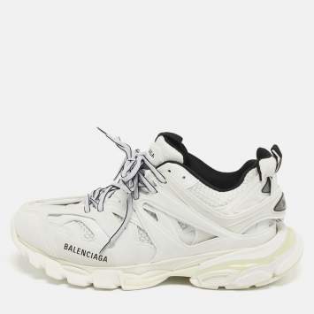 مملوكة مسبقًا Balenciaga Track Size 41 White Faux Leather and Mesh Lace Up Sneakers