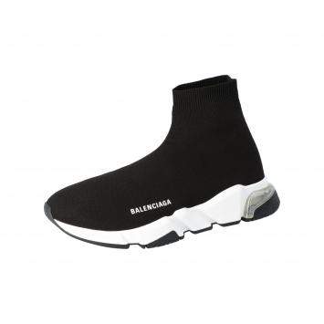 مملوكة مسبقًا Balenciaga Black Knit Speed Clear Sole Sneakers Size 44