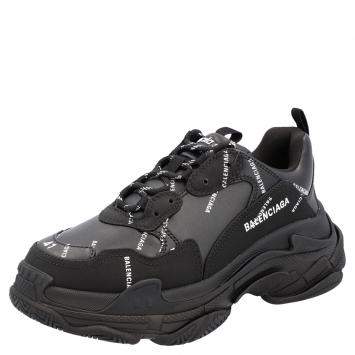 Pre Owned Balenciaga Black/White Triple S Sneakers Size EU 41