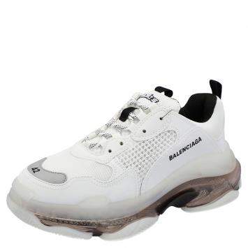 Pre Owned Balenciaga White Triple S Clear Sole Sneakers Size 42
