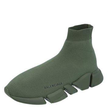 مملوكة مسبقًا Balenciaga Green Knit Speed Sneakers Size EU 42