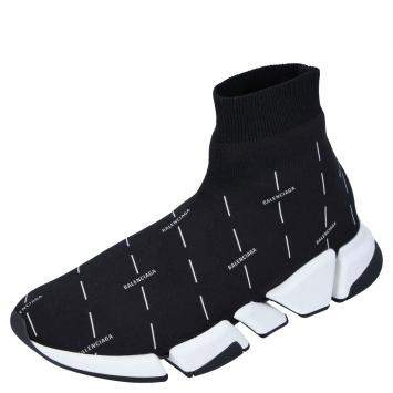 Pre Owned Balenciaga Black Speed 2.0 logo-print Sneakers Size EU 41