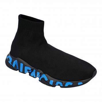 مملوكة مسبقًا Balenciaga Black/Blue Speed Sneaker Graffiti EU 44