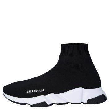 Pre Owned Balenciaga Black/White Men's Speed Recycled Sneaker EU 43