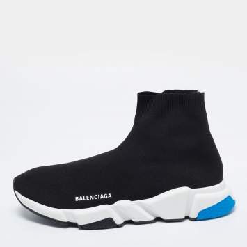 Pre Owned Balenciaga Black Knit Fabric Speed Trainers Sneakers Size 45