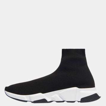 Pre Owned Balenciaga Black Men's Speed Graffiti Sneakers Size EU 45