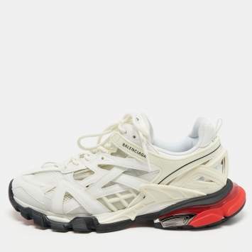 Pre Owned Balenciaga White Leather and Mesh Track 2 Sneakers Size 45