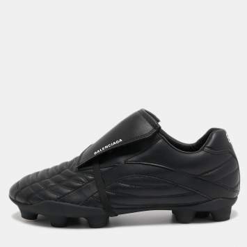 Pre Owned Balenciaga Black Faux Leather Soccer Low Top Sneakers Size 43 