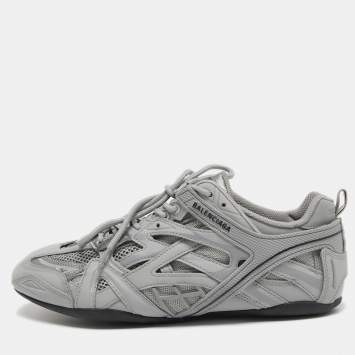 Pre Owned Balenciaga Grey Leather and Mesh Drive Sneakers Size 41