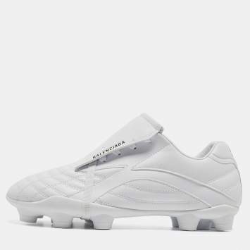 Pre Owned Balenciaga White Faux Leather Soccer Low Top Sneakers Size 38