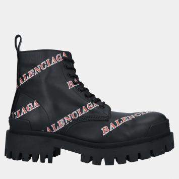Pre Owned Balenciaga Leather Ankle Combat Boots Size 42
