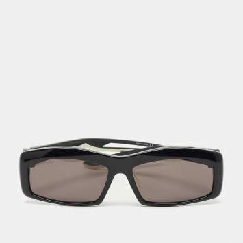 Pre Owned Balenciaga Black/White BB0026SA Rectangle Sunglasses