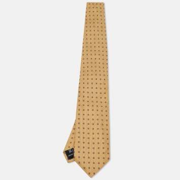 Pre Owned Balenciaga Beige Square Pattern Silk Tie