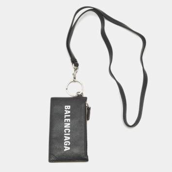 Pre Owned بطاقة نقود على سلسلة مفاتيح بالنسياقا جلد أسود