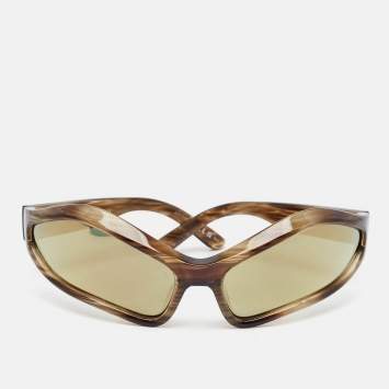 Pre Owned Balenciaga Green BB0314S Frame Shield Sunglasses