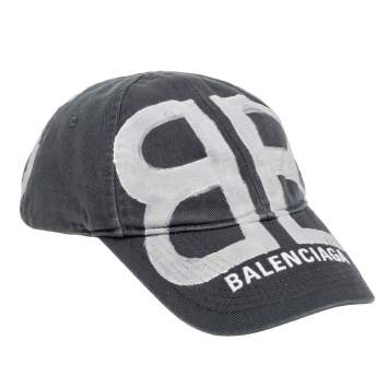 Pre Owned  Balenciaga Grey Organic Cotton BB Sprayed Baseball Cap L