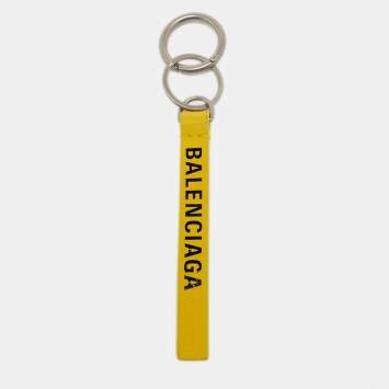 Pre Owned Balenciaga Yellow Leather Rings Key Holder