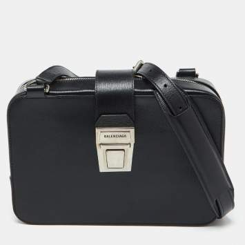 Pre Owned Balenciaga Black Leather Tuck-lock Shoulder Bag