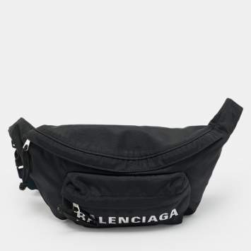 Pre Owned Balenciaga Black/Navy Blue Nylon Belt Bag