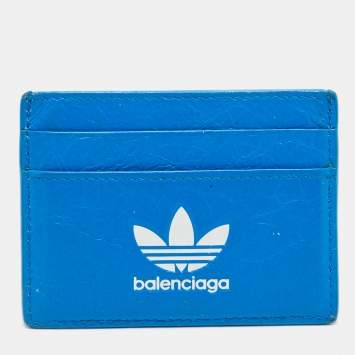 Pre Owned Balenciaga x Adidas Blue Leather Card Holder