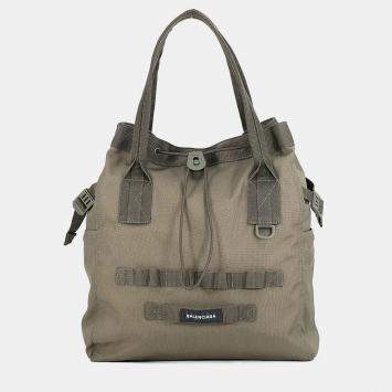 Pre Owned Balenciaga Army Tote Medium Khaki Nylon Tote Bag