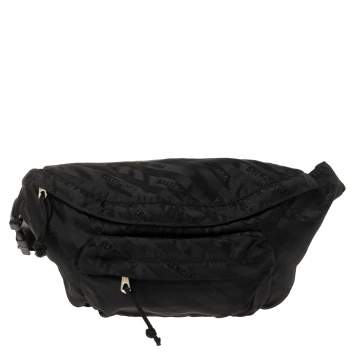 Pre Owned Balenciaga Black Nylon Logo Belt Bag