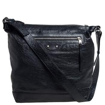 Pre Owned Balenciaga Black Leather RH Day Messenger Bag