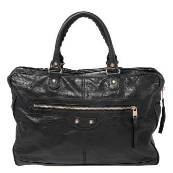 Pre Owned Balenciaga Black Leather RH Briefcase Bag
