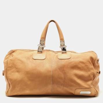 Pre Owned Balenciaga Tan Leather Duffle Bag