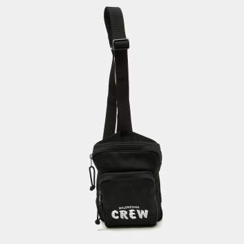 Pre Owned Balenciaga Black Nylon Crew Explorer Sling Bag