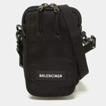 Pre Owned Balenciaga Black Nylon Explorer Messenger Bag