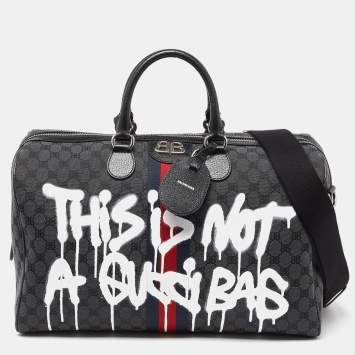 Pre Owned Balenciaga x Gucci Black Canvas and Leather The Hacker Project Duffle Bag