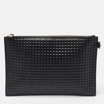 Pre Owned Balenciaga Black Leather Zip Pouch