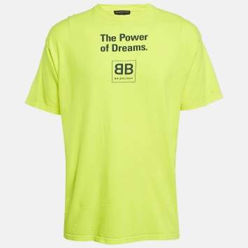 Pre Owned Balenciaga Neon Yellow Jersey The Power Of Dreams T-Shirt S