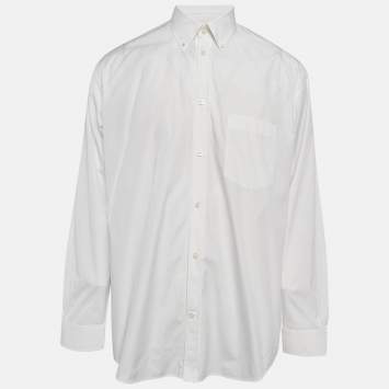 Pre Owned Balenciaga White Cotton Button Down Shirt L