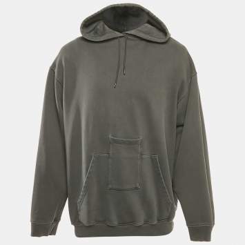 Balenciaga Grey Cotton Pocket Detail Oversized Hoodie S