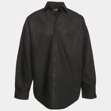 Balenciaga Unisex Black Cotton Gabardine Oversized Shirt XXS