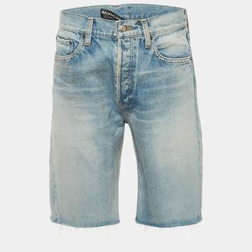 Pre Owned Balenciaga Blue Faded Blue Denim Shorts M Waist 31"