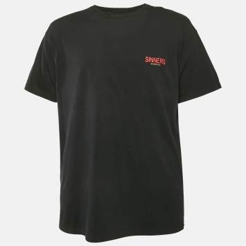 Balenciaga Black Sinners Print Cotton Oversized Crewneck T-Shirt  M