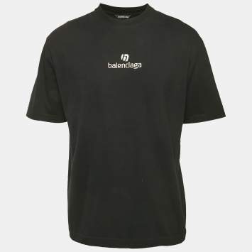 Pre Owned Balenciaga Black Cotton Knit Crew Neck T-Shirt S