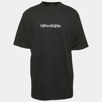 Balenciaga Light Grey Cotton Logo Embroidered Short Sleeve T