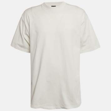 Pre Owned Balenciaga White Logo Embellished Cotton T-Shirt S