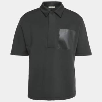 Pre Owned Balenciaga Black Jersey Fake Pocket Detail Polo T-Shirt L