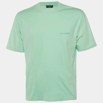 مملوكة مسبقًا قميص بالنسياغا قطن متسع بشعار أخضر للجنسين مقاس صغير جداً (إكس إكس سمول)