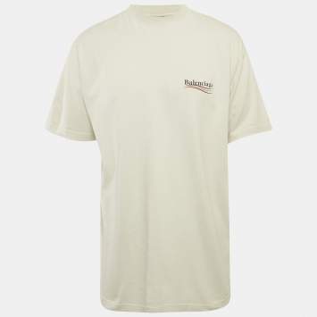 Pre Owned تي شيرت بالنسياغا قطني أسود بطبعة شعار مقاس صغير جداً - إكس سمول