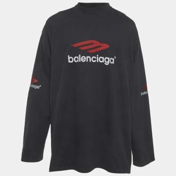 Pre Owned تي شيرت بالنسياغا رمادي مطبوع للجنسي ن مقاس كبير جدًا - إكس لارج