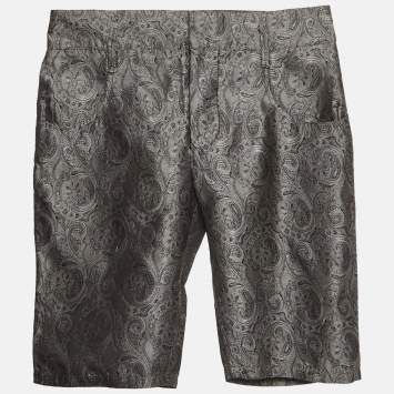 مملوكة مسبقًا Balenciaga Grey Paisley Print Jacquard Shorts S