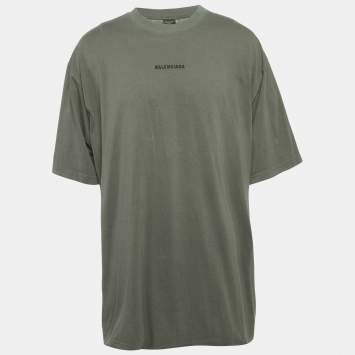Pre Owned Balenciaga Unisex Grey Arabic Logo Embroidered Jersey T-Shirt XXL