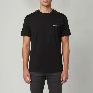 Pre Owned Balenciaga Black Logo Print Jersey Archetype Crew Neck T-Shirt M